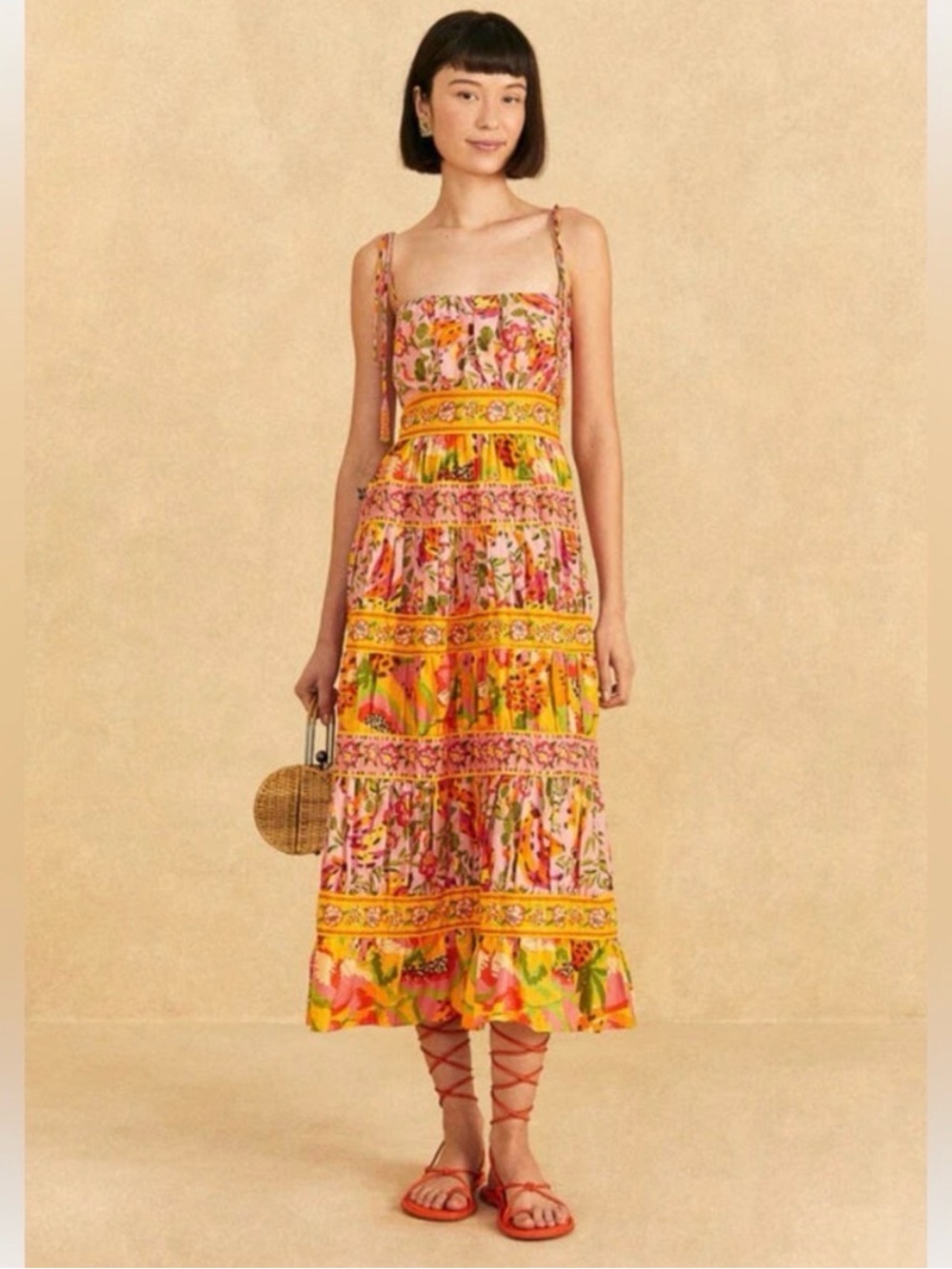 Farm Rio Mixed Fruits Paradise Midi Dress XS NWOT